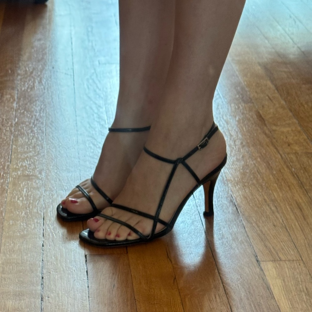 Maryam Nassir Zadeh MNZ Black Croc Strappy Irene Heels